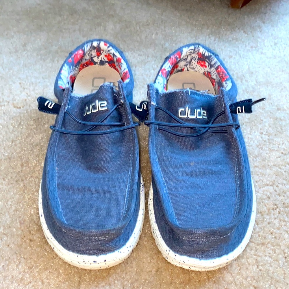 Navy & Floral Hey Dude Shoes